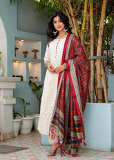 *New Chikankari Design Set*
 *Trust our new arrivals classic comfortable chikankari cotton sets in the most beautiful two summer colors*
 *Pure Chikankari Anarkali kurti with pant and silk chanderi digital Print dupatta set*